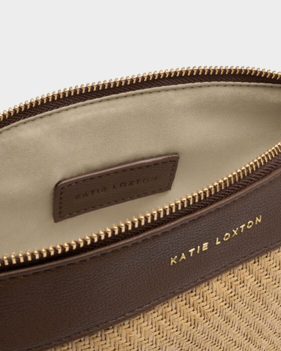 Katie Loxton Wristlet Raffia Clutch, Bitter Chocolate