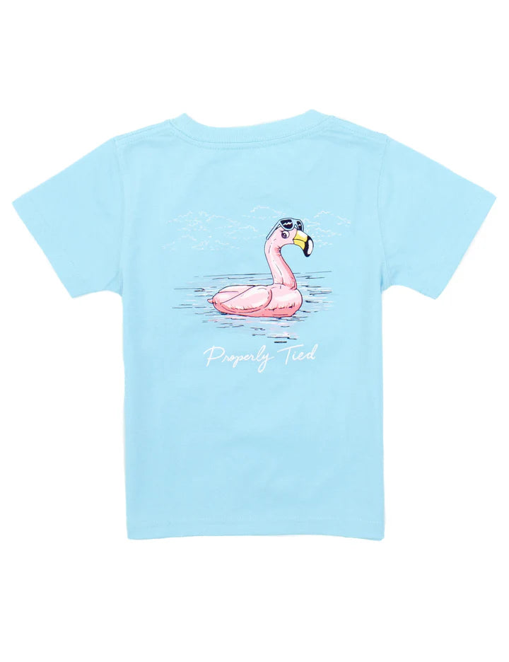 Properly Tied Girls Flamingo Float SS Aqua