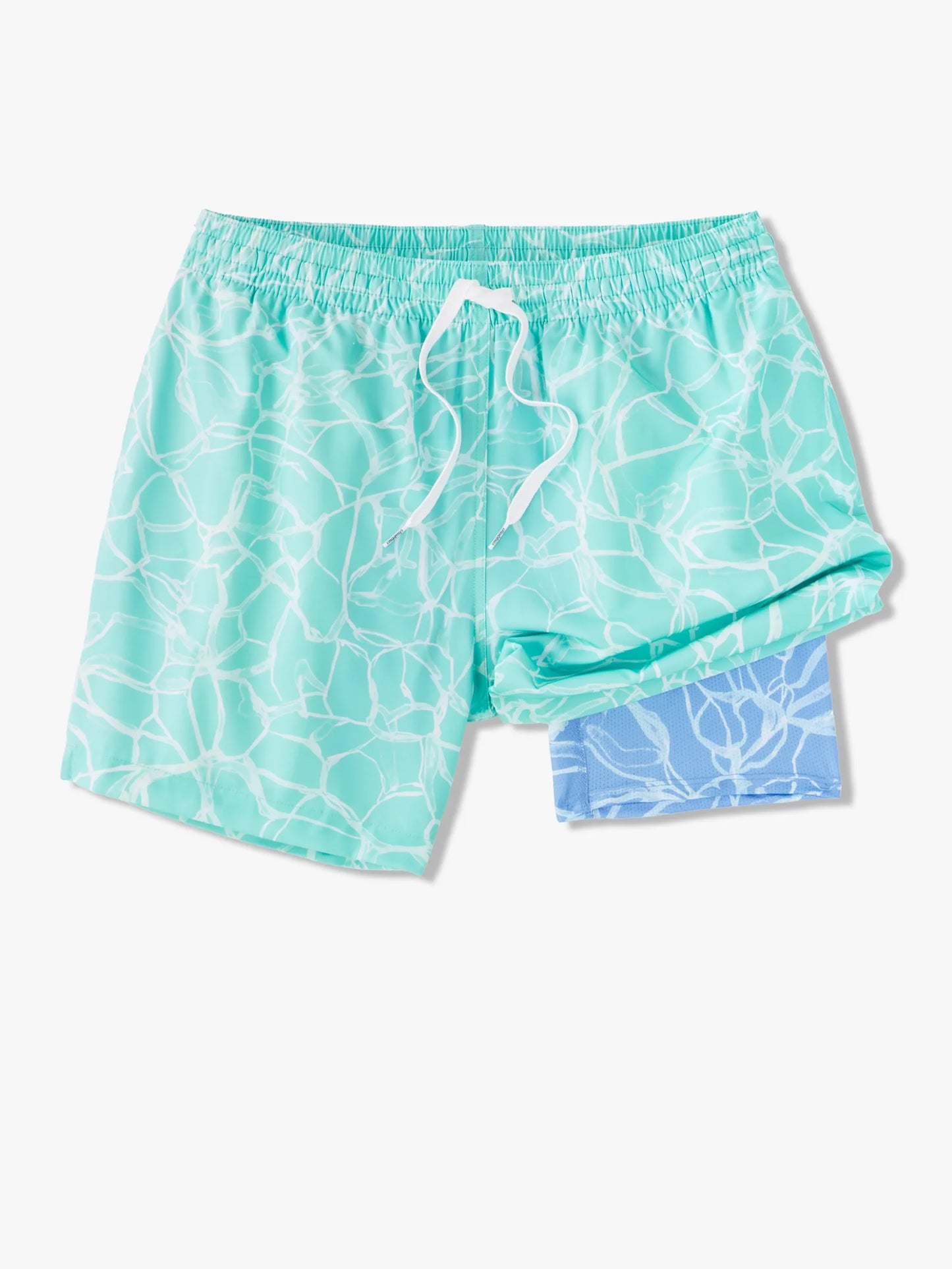 Chubbies The Pool Parties Lined Classic Swim Trunk, Aqua Abstract Line