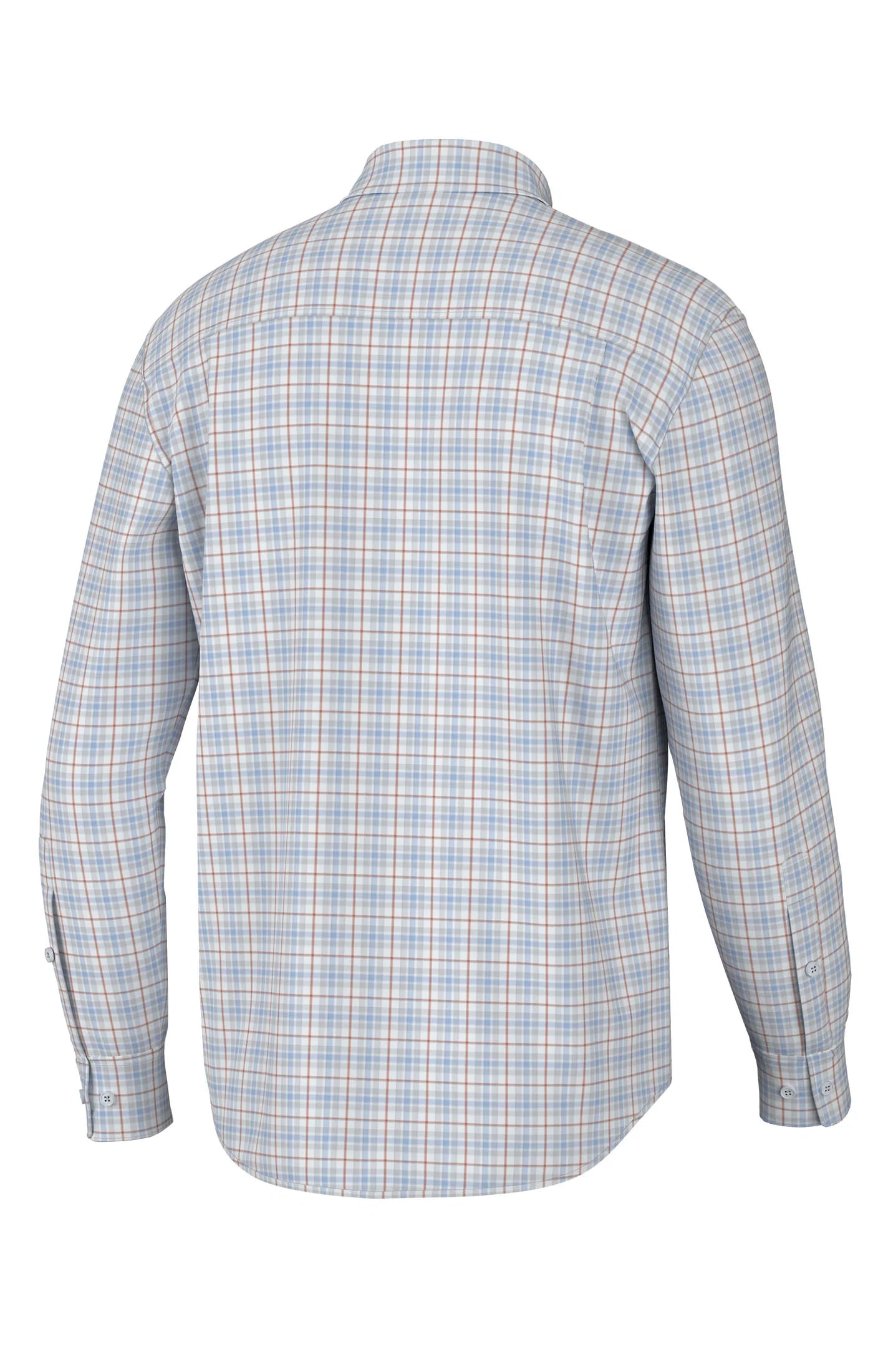 Southern Point Hadley Luxe Lite Long Sleeve Button Down, Harvey Plaid Blue Sky & Burnt Sienna