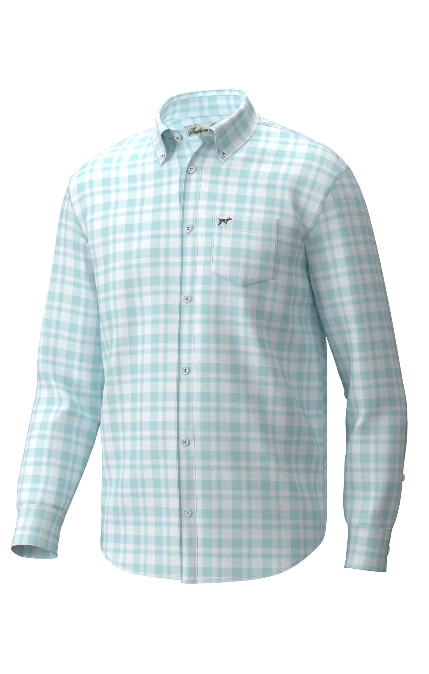 Southern Point Hadley Luxe Lite Long Sleeve Button Down, Bermuda Plaid- Pool Water