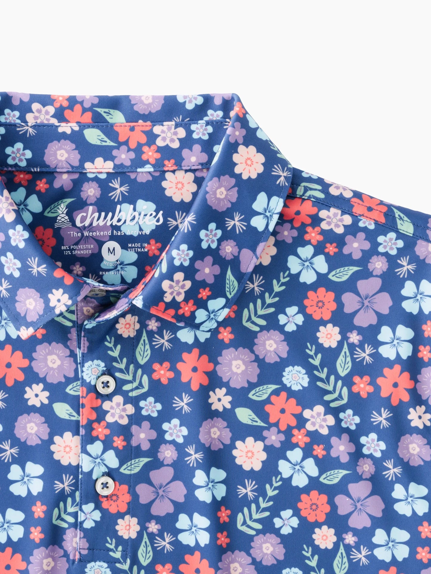 Chubbies Performance Polo The Spring Pedal- Dusty Blue Floral