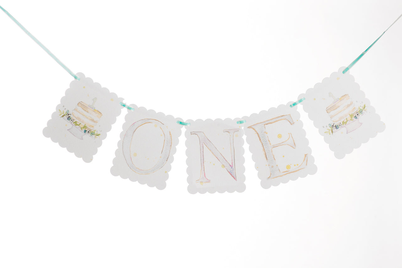 ONE Birthday Banner Blue