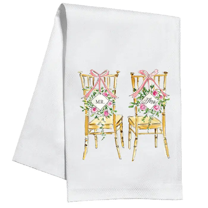 Handpainted Mr and Mrs Chairs Kitchen Towel