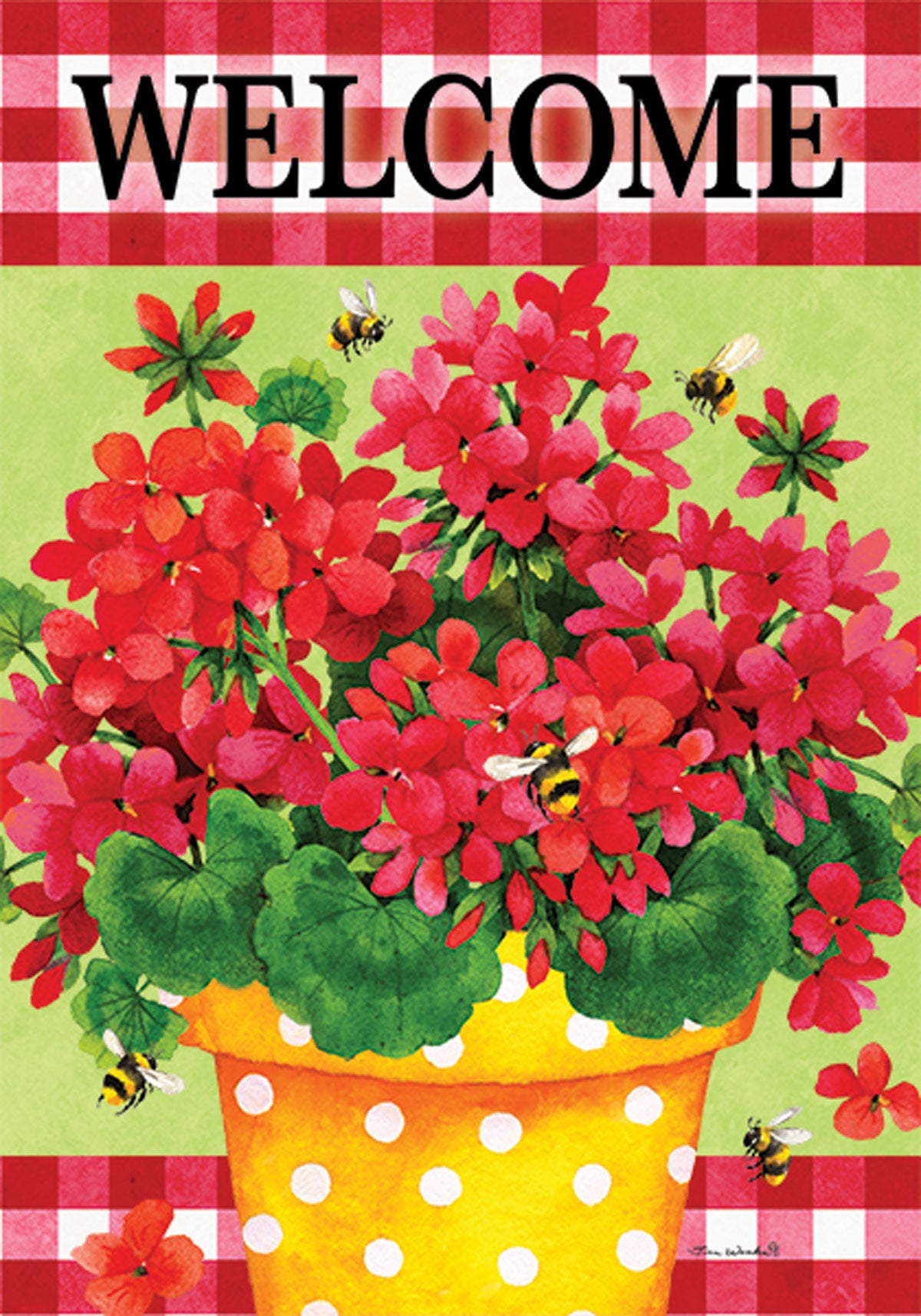 Geranium Gingham Flag 28" x 40"