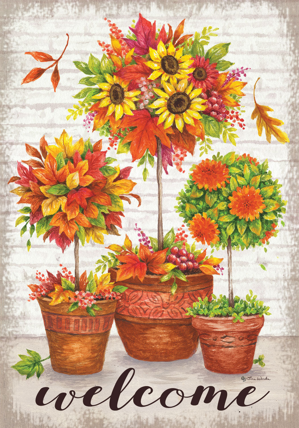 Custom Decor Fall Topiary Garden Flag