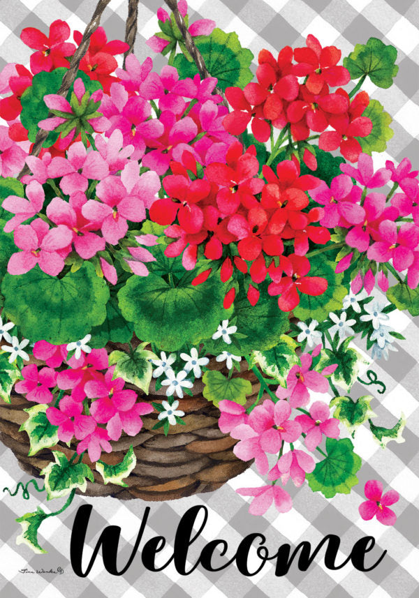 Hanging Geranium Flag 12" x 18"