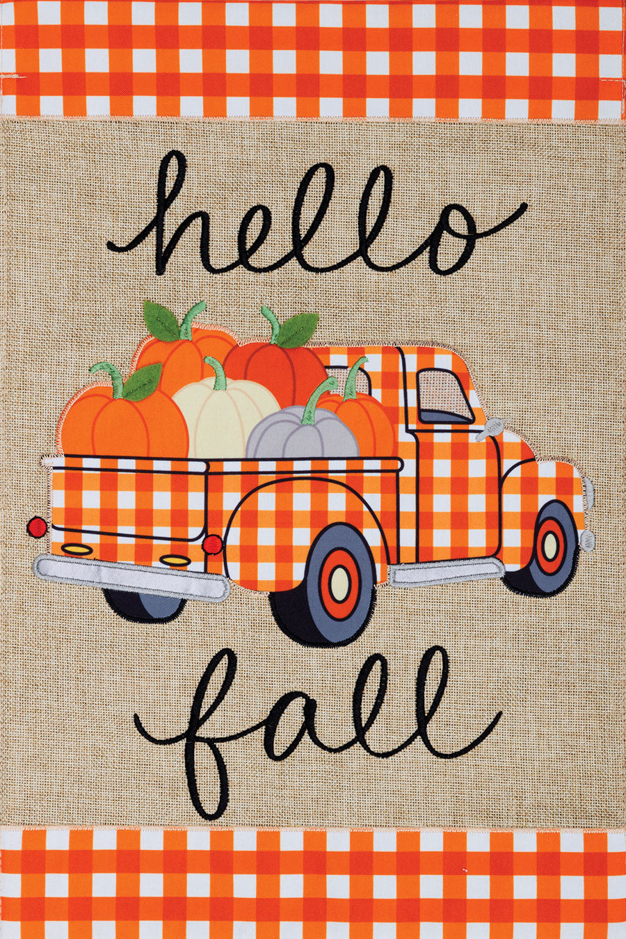 Custom Decor Gingham Truck-Burlap Garden Flag