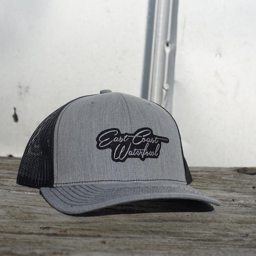 East Coast Waterfowl Heather Grey / Black ECW Script Patch Snapback