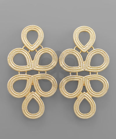 Gold Teardrop Link Chandelier Earrings