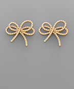 Cream/ Pearl Gold Ribbon Earrings