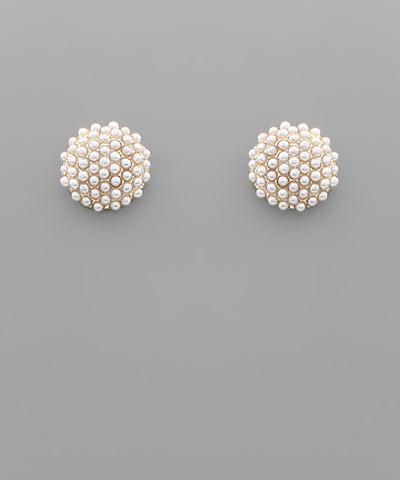 Pearl Circle Stud Earrings