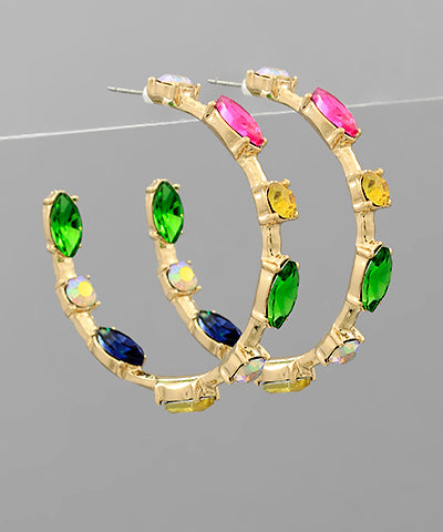 Crystal Studded Hoops