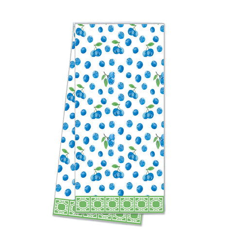 W H Hostess Blueberrie with Green Trim Tea Towel