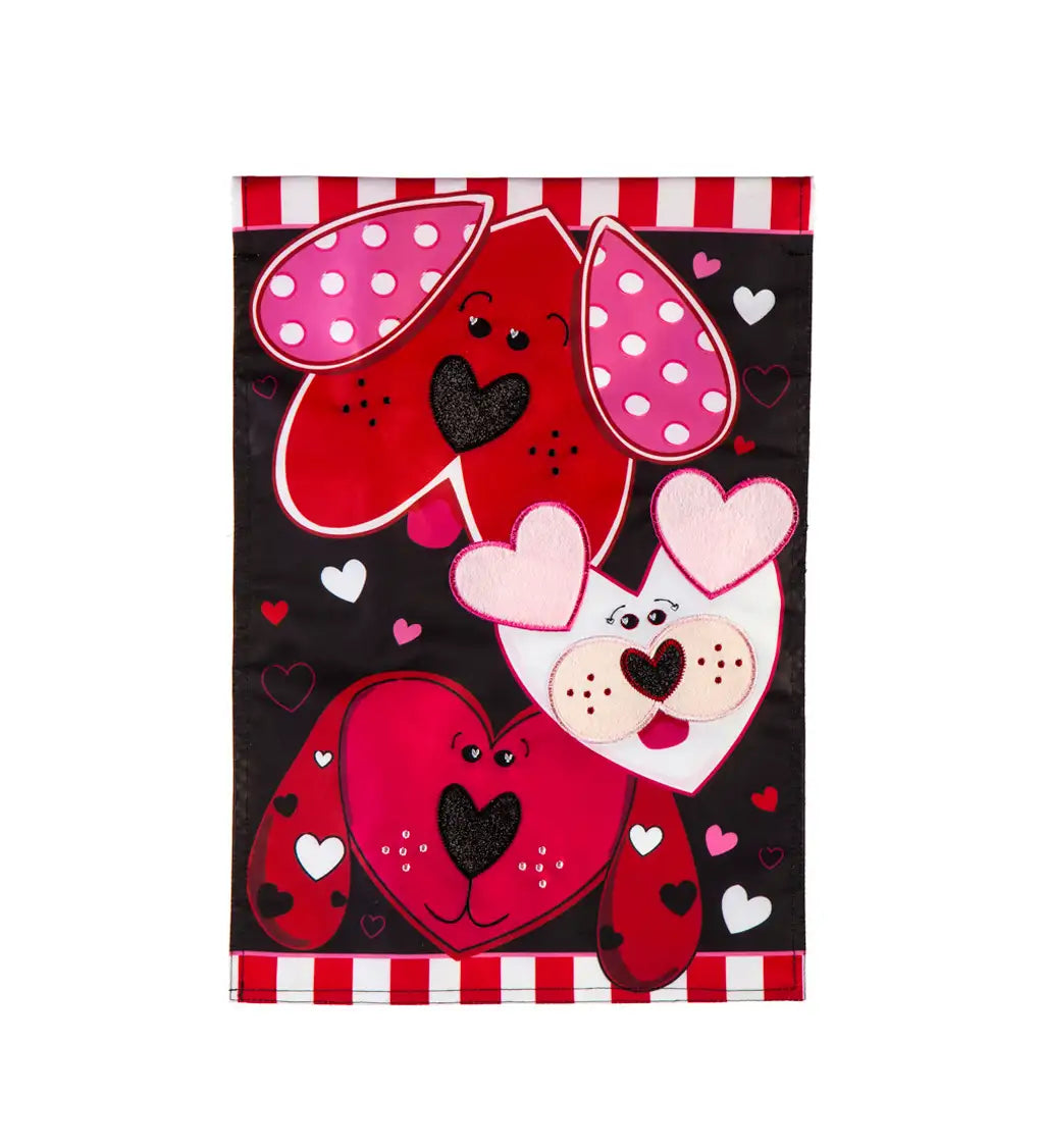 Puppy Love Garden Applique Flag