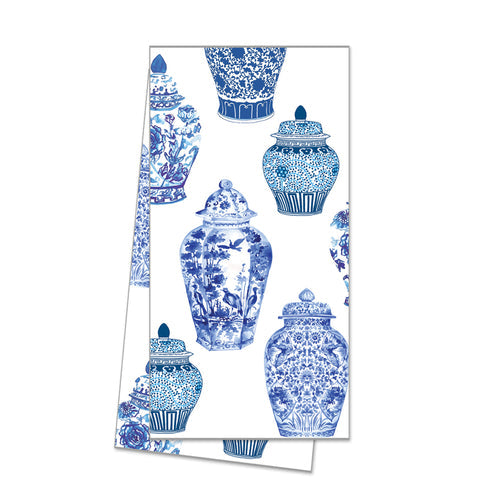 W H Hostess Ginger Jars Pattern Tea Towel