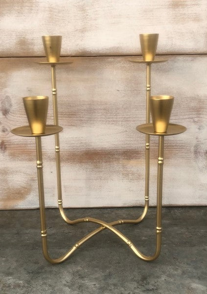 Bamboo Gold Metal Candelabra