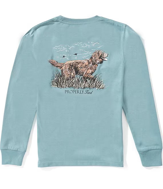Properly Tied Boys Boykin Long Sleeve, Steel Blue