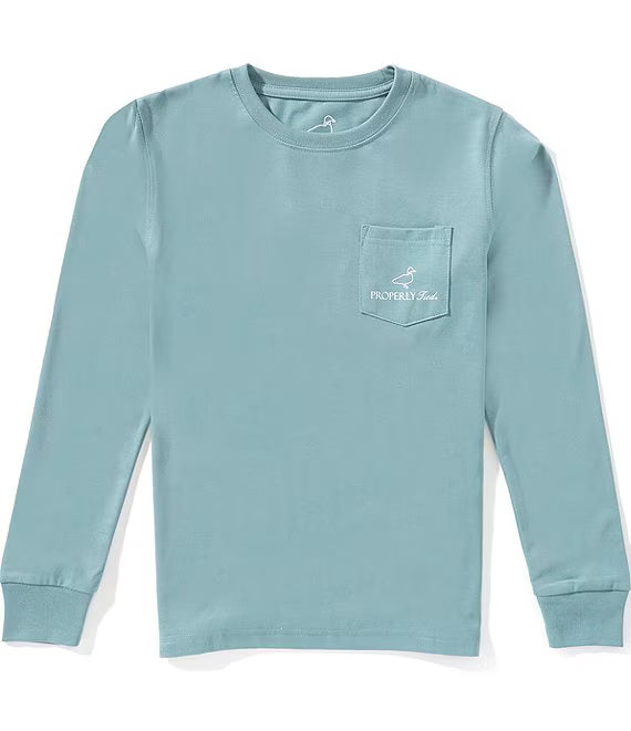 Properly Tied Boys Boykin Long Sleeve, Steel Blue