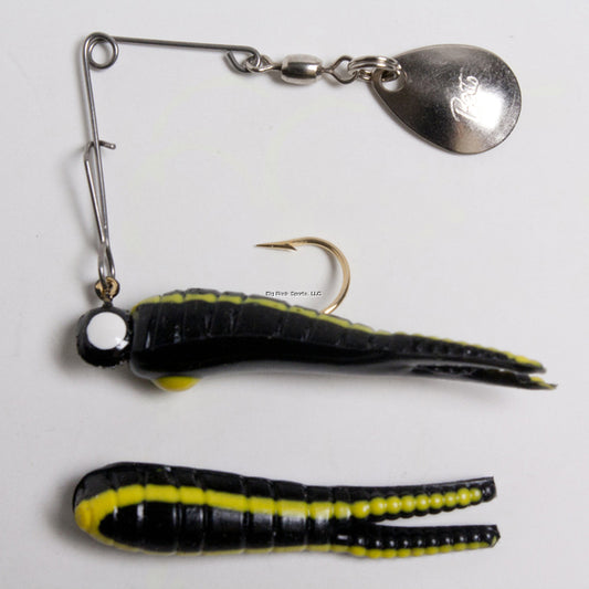 Betts Spin Split Tail Lure 1" 1/32oz Black/yellow Stripes