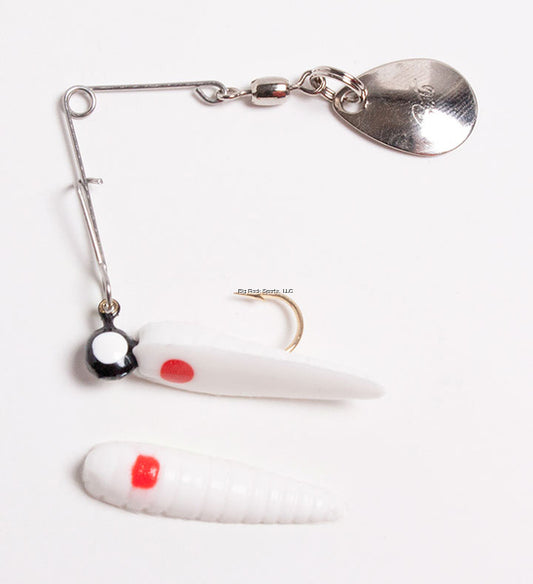 Betts 022GR-35N Spin Grub Lure, 1 1/4", 1/16 oz, White/Red Dot