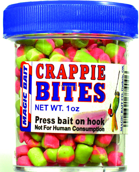 Magic Bait CRP-01 Crappie Bites Chartreuse/Pink, Catch More Slabs, 1oz Jar