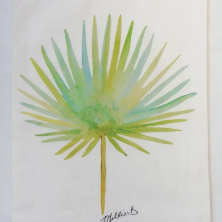 Watercolor Palm Frond Flour Sack Towel
