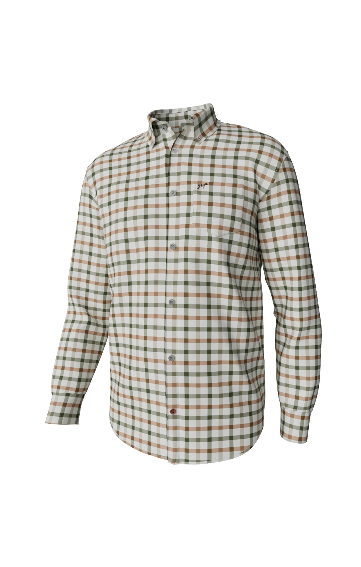 Southern Point Hadley Luxe Long Sleeve Button Down, Burke Tattersall - Cypress
