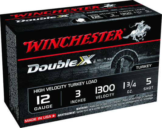 Winchester STH1235 Double X Shotshell 12 GA, 3 in, No. 5, 1-3/4oz, Max Dr, 1300 fps, 10 Rnd per Box