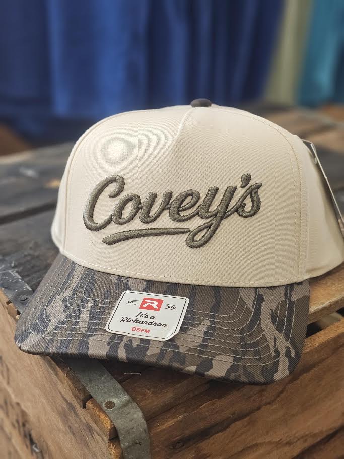 Covey's Logo Hat, Champ Combination Cream/Mossy Oak Bottomland