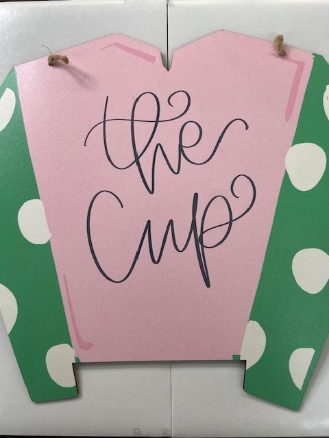 Doodles By Rebekah #13 Derby Silk "The Cup" Door Hanger
