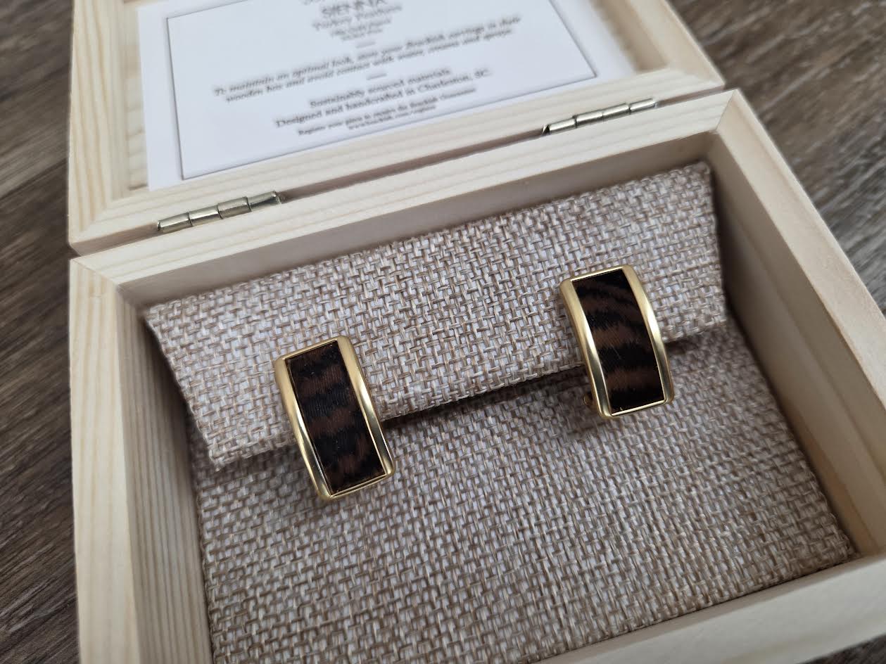 Brackish Sienna Rectangle Stud Earring Gold