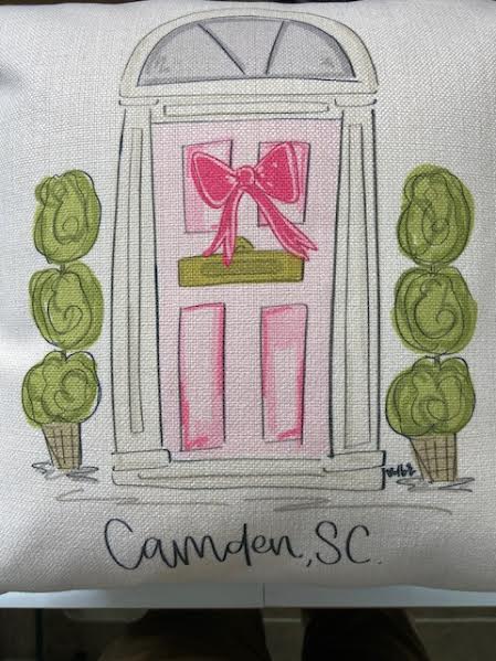 Doodles By Rebekah Camden SC Door Square Pillow