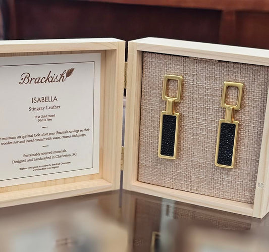 Isabella Drop Earring, Stingray Leather