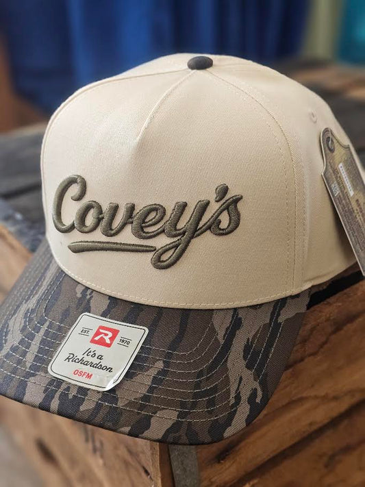 Covey's Logo Hat, Champ Combination Cream/Mossy Oak Bottomland