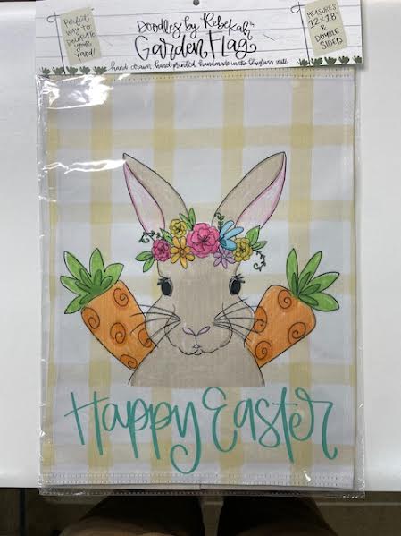 Doodles By Rebekah Bunny With Carrots Easter Garden Flag