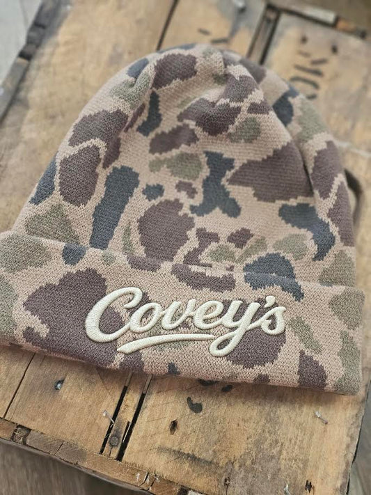 Covey's Logo Beanie, Bark Duck Camo