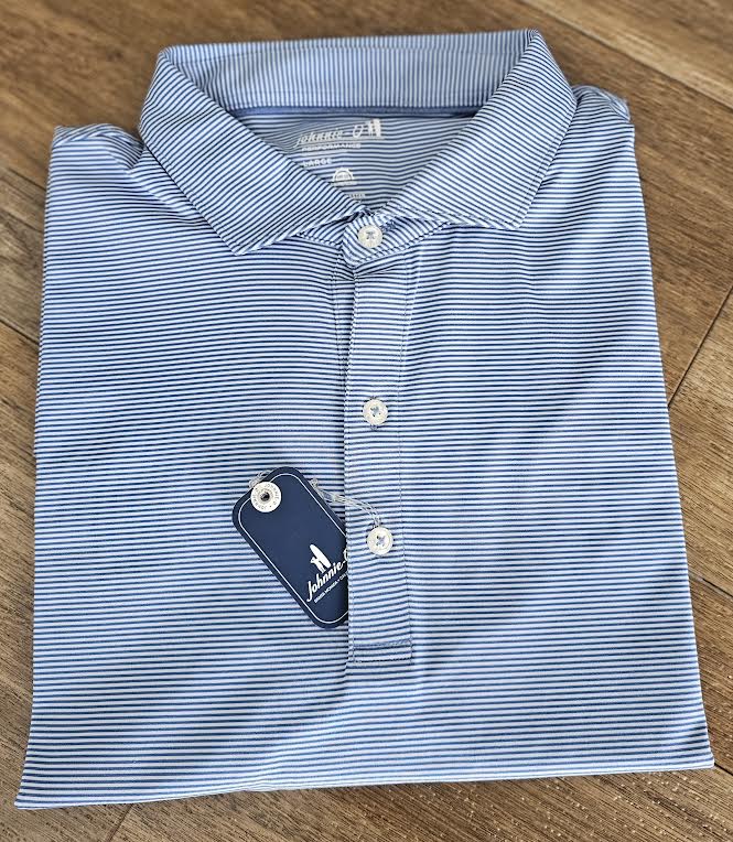 johnnie-O Performance Jersey Polo - Lyndonn Stripe, Kona Lake