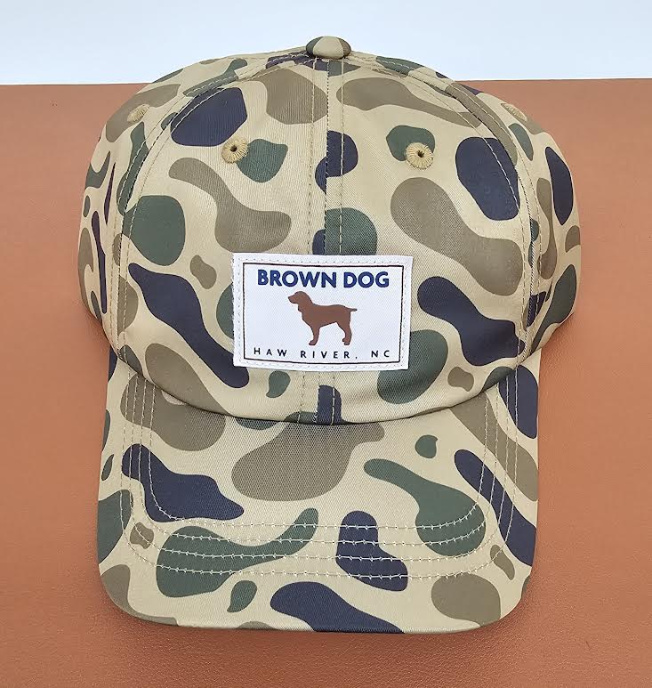 Brown Dog Camo Cap- 6 Panel Unstructured with Fabric Patch