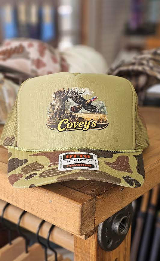 Covey's Vintage Turkey Foamie Hat, Old School Camo