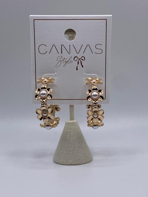 Canvas Mia Floral Hoop Earrings in Worn Gold