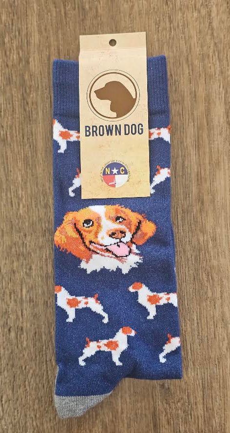 Brown Dog Hosiery Brittany Spaniel Insignia Blue