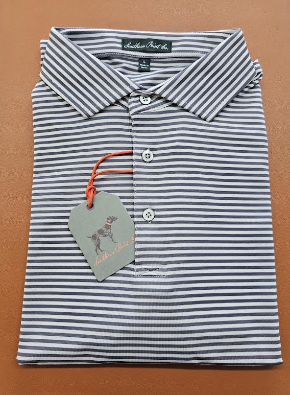 Southern Point Hinton Stripe Polo- Grey