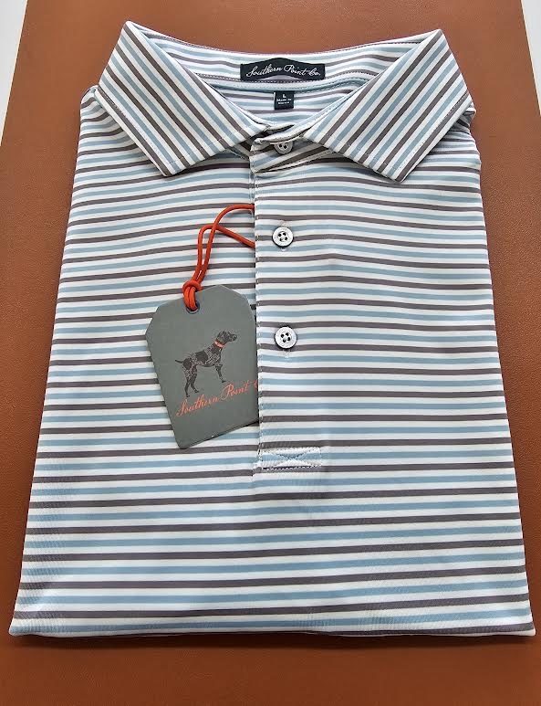 Southern Point Humphrey Stripe Polo - Light Green/Brown