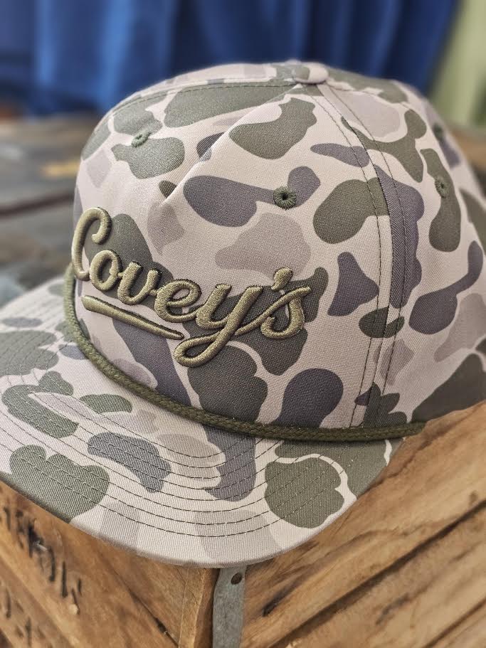 Covey's Logo Hat, Marsh Duck Camo w/ Army Olive Rope