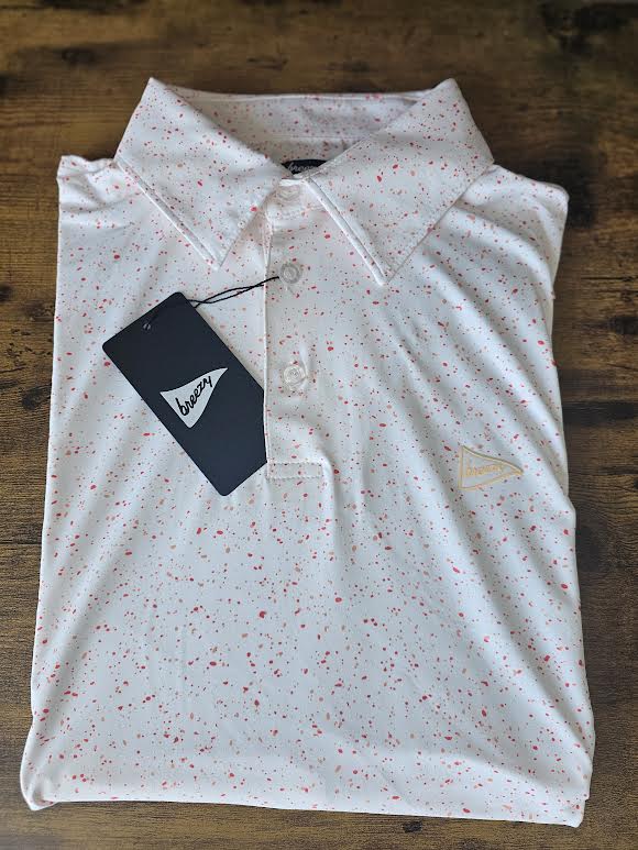 breezy Heatin Up Splatter Polo- White