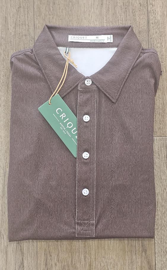 Criquet Performance Sport Range Polo, Woodgrain Print- Oak