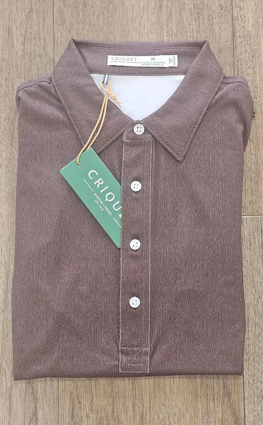 Criquet Performance Sport Range Polo, Woodgrain Print- Oak