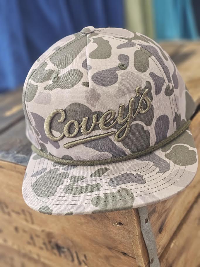 Covey's Logo Hat, Marsh Duck Camo w/ Army Olive Rope