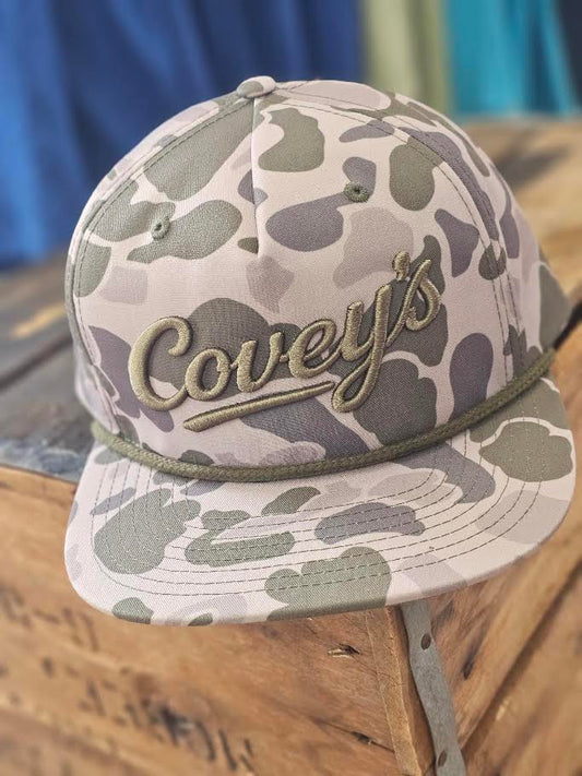 Covey's Logo Hat, Marsh Duck Camo w/ Army Olive Rope